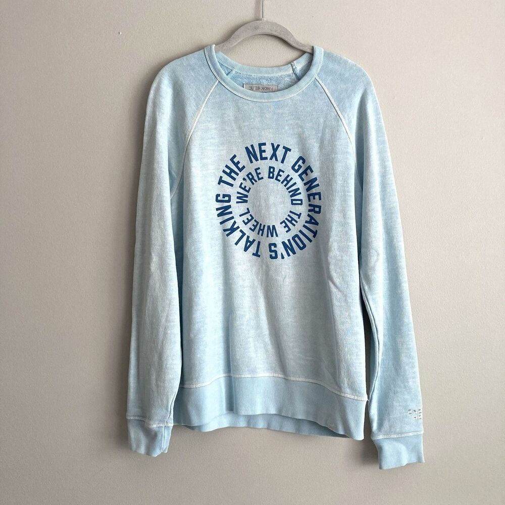 Outerknown Crowded House Womens Graphic Sweatshirt Blue Size Medium Comfort